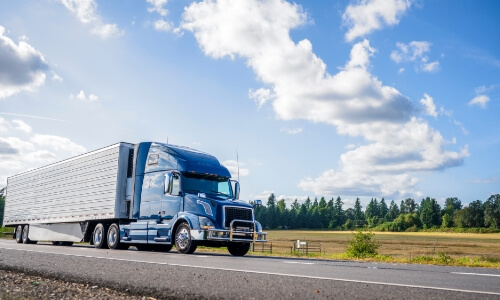 A semi-truck on a highway